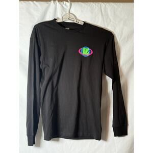Vans Off The Wall Long Sleeve T Shirt Mens Medium Black Neon Globe Graphic Tee